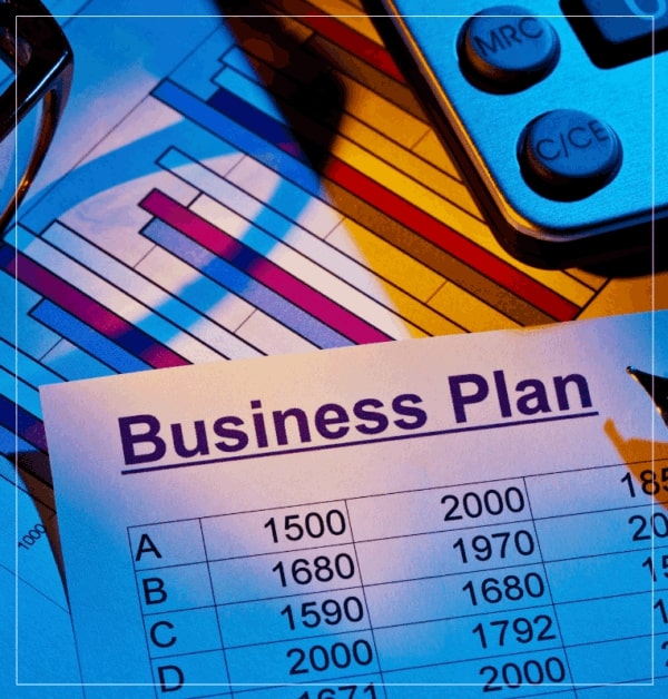Business Plan tables graphs with calculator business startup legal formation